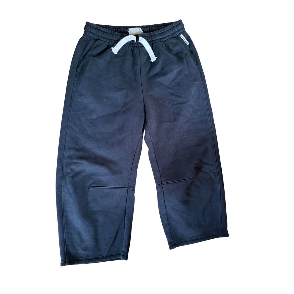 Everlane Track Wide-Leg Sweatpants Black Cropped Drawstring Joggers Medium